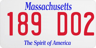 MA license plate 189DO2