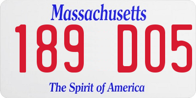 MA license plate 189DO5