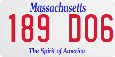 MA license plate 189DO6