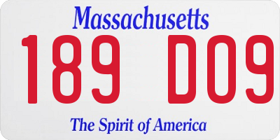 MA license plate 189DO9