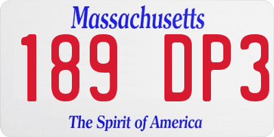 MA license plate 189DP3