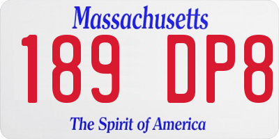 MA license plate 189DP8