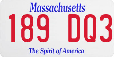 MA license plate 189DQ3