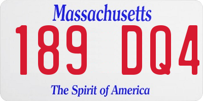 MA license plate 189DQ4