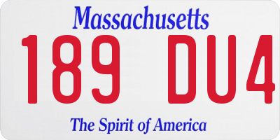 MA license plate 189DU4