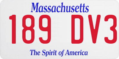 MA license plate 189DV3