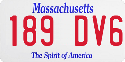 MA license plate 189DV6