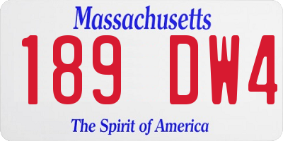 MA license plate 189DW4