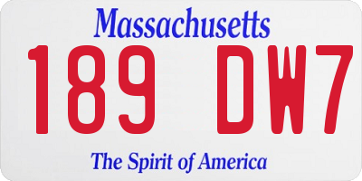 MA license plate 189DW7