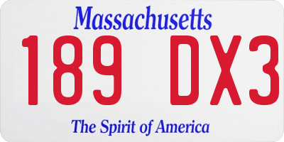 MA license plate 189DX3