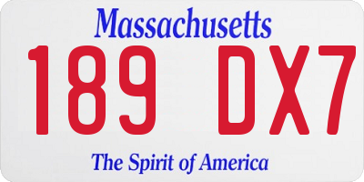 MA license plate 189DX7
