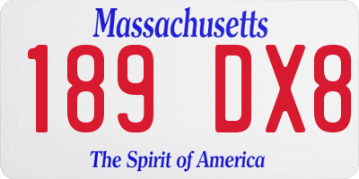 MA license plate 189DX8