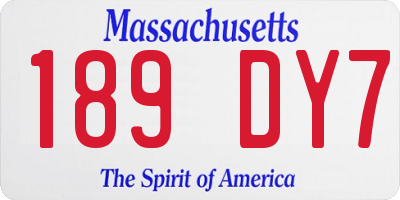 MA license plate 189DY7