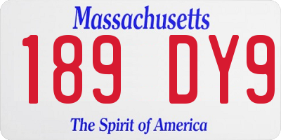 MA license plate 189DY9