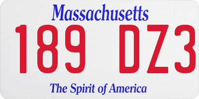MA license plate 189DZ3