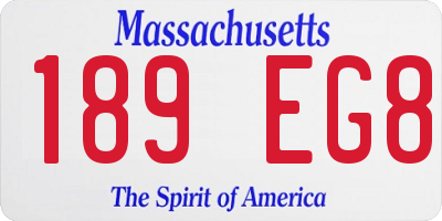 MA license plate 189EG8