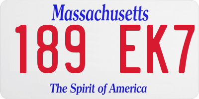 MA license plate 189EK7