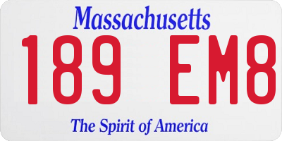 MA license plate 189EM8
