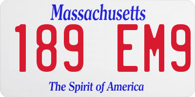 MA license plate 189EM9