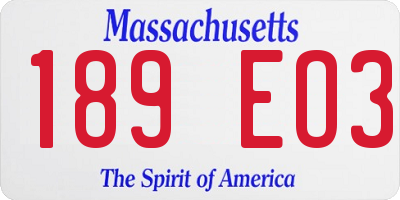 MA license plate 189EO3