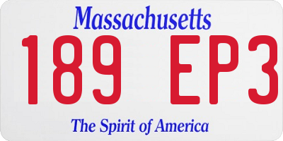 MA license plate 189EP3