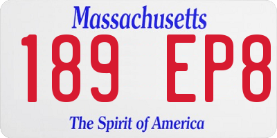 MA license plate 189EP8