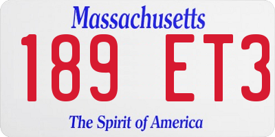 MA license plate 189ET3