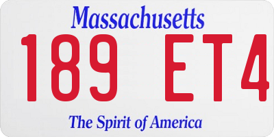MA license plate 189ET4