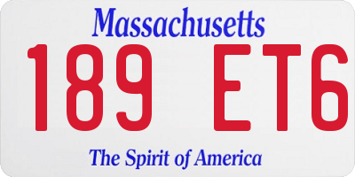 MA license plate 189ET6