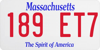 MA license plate 189ET7