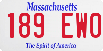 MA license plate 189EW0