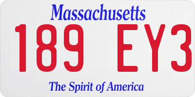 MA license plate 189EY3