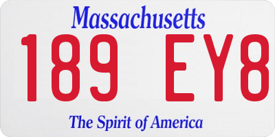 MA license plate 189EY8