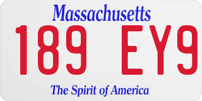 MA license plate 189EY9