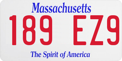 MA license plate 189EZ9