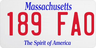 MA license plate 189FA0