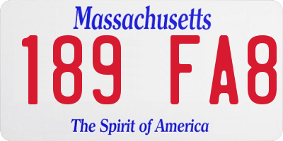 MA license plate 189FA8