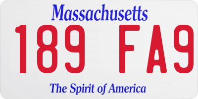 MA license plate 189FA9