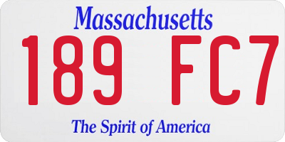 MA license plate 189FC7