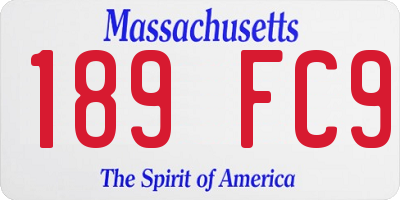 MA license plate 189FC9
