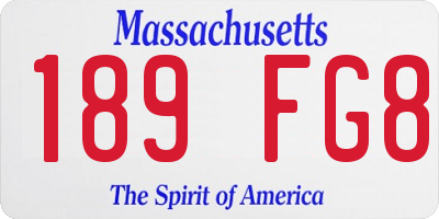 MA license plate 189FG8