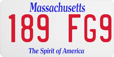 MA license plate 189FG9