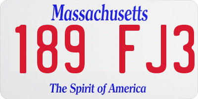 MA license plate 189FJ3