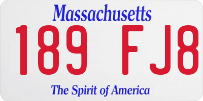 MA license plate 189FJ8