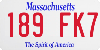 MA license plate 189FK7