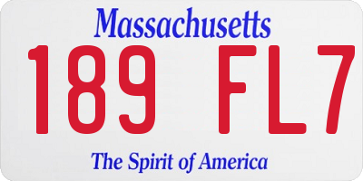 MA license plate 189FL7