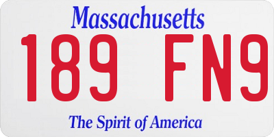 MA license plate 189FN9