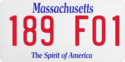 MA license plate 189FO1