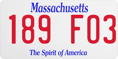 MA license plate 189FO3