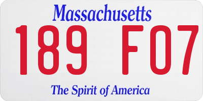 MA license plate 189FO7